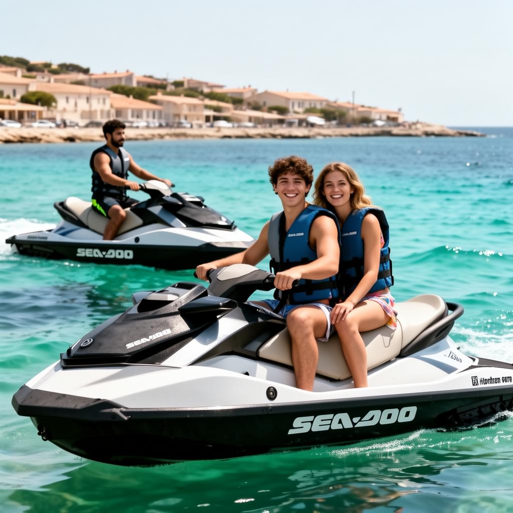Baptême jet ski avec moniteur sur la Méditerranée à Frontignan